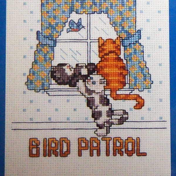 Bird Patrol Cat-A-Tudes By Janlynn Vintage Small Cross Stitch Kit 1996