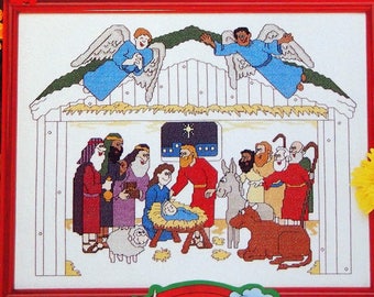 Das erste Weihnachten von Charlotte Halter Vintage Kreuz Stich Muster Leaflet 1994 angepasst