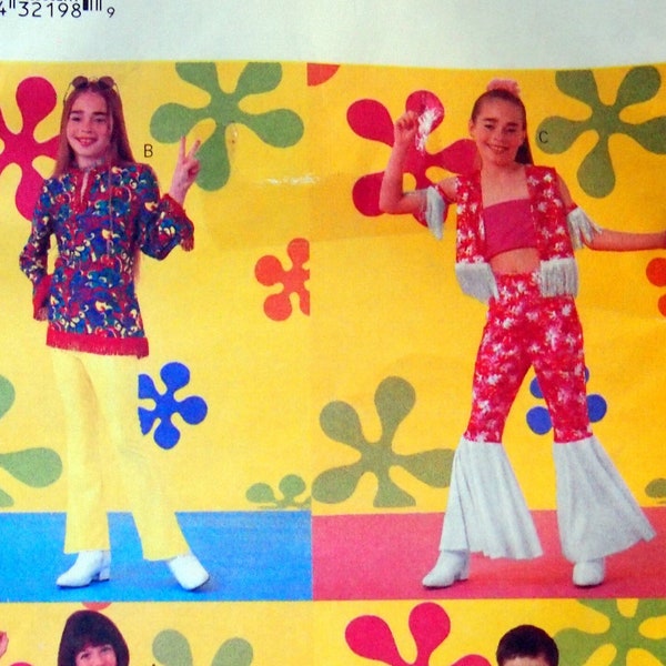 Hippie Girls' & Boys' Costumes Sizes 7, 8 And 10 Butterick 6753 Vintage Uncut Sewing Pattern 2000