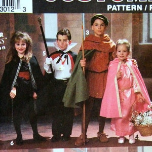 Child's Costumes With Cape, Robe, Tunic And Headpieces Sizes 3, 4, 5, 6, 7, 8 Simplicity Costumes 8004 Vintage Uncut Sewing Pattern 1992