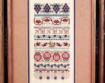 Chanson de septembre (avec pack d'embellissements) par Just Nan, brochure vintage de point de croix et de motifs de broderie et embellissements 2001