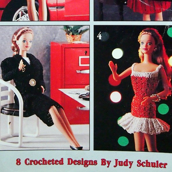 Office To Evening Fashion Doll Wardrobe - 8 Crocheted Designs By Judy Schuler And Leisure Arts Vintage Crochet Pattern Leaflet 1993