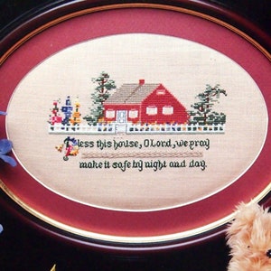 Bless This House Von Rae Iverson und Moss Creek Designs Vintage Kreuzstich-Muster Broschüre 1997