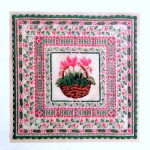 Pink Cyclamen Secret Garden Collection By Laura J. Perin Designs Needlepoint Pattern Packet 2004