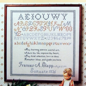 Frances A. Clapp Sampler - 1836 - Antique Sampler By McCall&#39;s Heritage Collection Vintage Cross Stitch Pattern Leaflet 1984