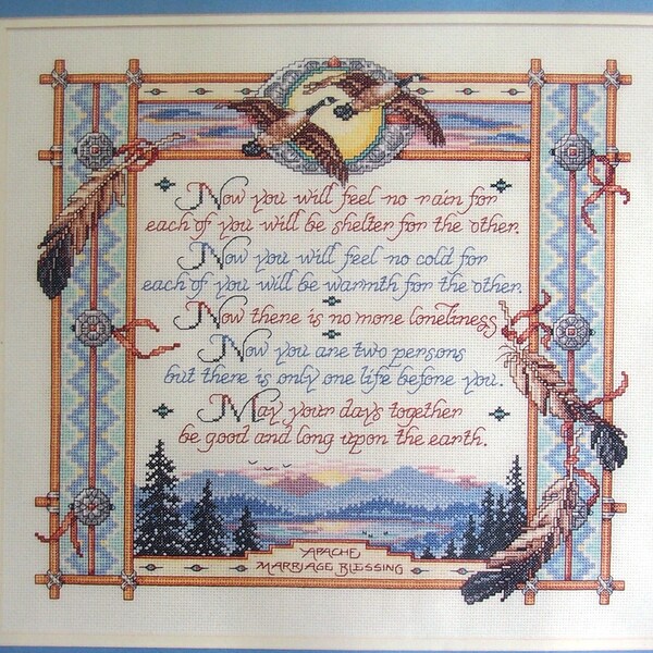 Apache Marriage Blessing By Sandy Orton From The Kooler Design Studio And Bucilla Vintage Counted Cross Stitch Kit 1996