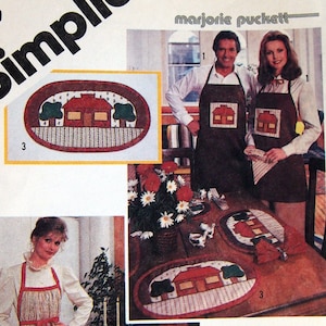 Appliqued Placemats, Aprons, Napkins, Fabric Tray And Tablecloths Simplicity 5958 Vintage Uncut Sewing Pattern 1983