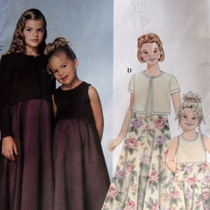 Child&#39;s And Girls&#39; Dress And Knit Cardigan Size 3, 4, 5, 6 Simplicity Jessica McClintock 9018 Vintage Uncut Sewing Pattern 1999