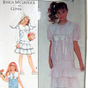 Girls&#39; Dress Size 10, 12, 14 Simplicity Jessica McClintock For Gunne Sax 8704 Vintage Uncut Sewing Pattern 1988