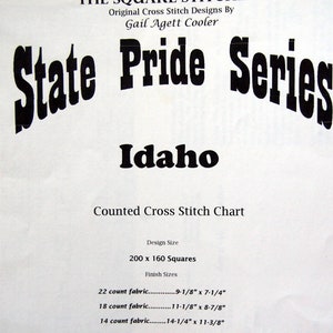 Idaho State Pride Serie By Gail Agett Cooler Hickson And The Square Stitchers Vintage Kreuzstich Muster Broschüre 1980