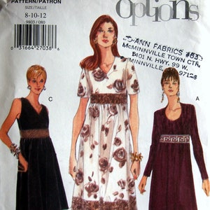 Misses&#39; Dress Size 8, 10, 12 Vogue Easy Options 9803 Vintage Uncut Sewing Pattern 1998