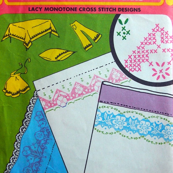 Vogart 712 Lacy Monotone Cross Stitch Designs Repeat Transfer Embroidery Pattern 1960s