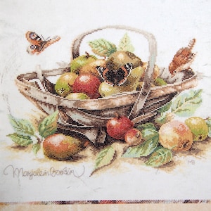 Sommerfrucht von Marjolein Schumann Vintage-Kreuzstichmuster Faltblatt 2000