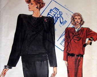 Misses' Dress Size 8, 10, 12 Very Easy Vogue 9150 Vintage Sewing Pattern 1984