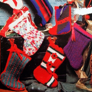 Weihnachtsstrümpfe - 7 Designs By Katherine Eng Vintage Häkelanleitung Leaflet 1995