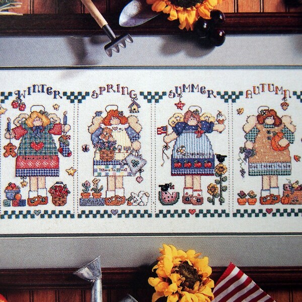 Seasons Of Angels By Good-Natured Girls Vintage Counted Cross Stitch Pattern Booklet 1997