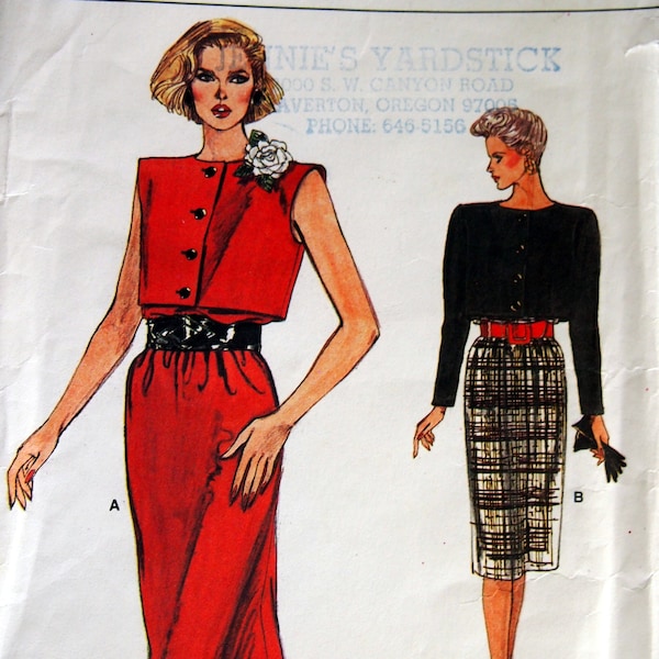 Misses' Dress Size 6, 8, 10 Very Easy Very Vogue 9319 Vintage Uncut Sewing Pattern 1985