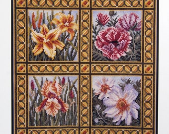 Flower Quartet By Teresa Wentzler And TW Designworks Vintage Counted Cross Stitch Pattern Chart Pack 2001