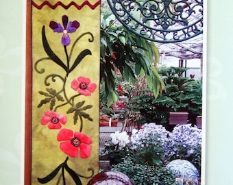 Poppies & Iris Runner By WoolyLady Wool Applique Embroidery Pattern Packet 2010