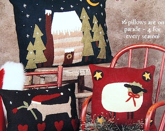 Pillow Parade - 16 Pillows By Cathy Pendleton And Indygo Junction, Inc. Vintage Wool Applique Embroidery And Sewing Pattern Booklet 2003