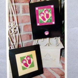 May include: Two framed needle punch art pieces featuring flip flops on a green and pink background. The text "All My Bagso Needle Punch Too!" and "Flip Flop Fun #508 ©2005 Designed by Christine Lockhart" are visible.