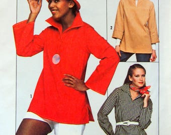 Misses' Jiffy Pullover Top Size Small (10-12) Simplicity 8060 Vintage Uncut Sewing Pattern 1977