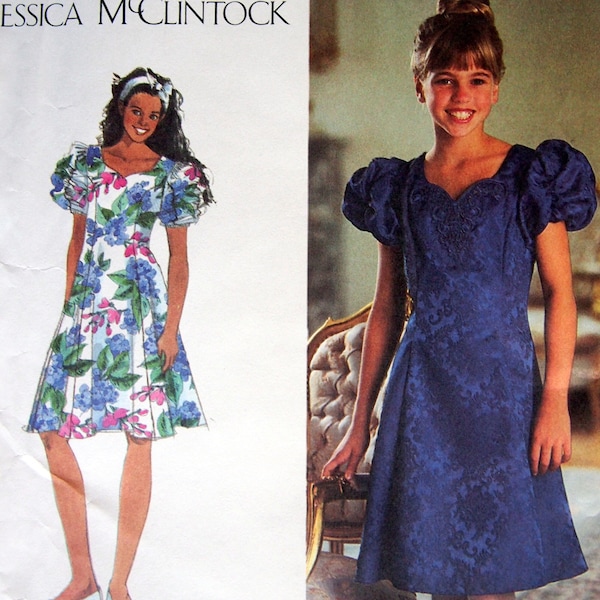 Girls'/Girls' Plus Dress Size 7, 8, 10, 12, 14 Simplicity Jessica McClintock 9384 Vintage Uncut Sewing Pattern 1995