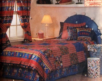 Twin Size Duvet Cover, Dust Ruffle, Curtains, Pillows And More Simplicity Home Decorating 7772 Vintage Uncut Sewing Pattern 1997