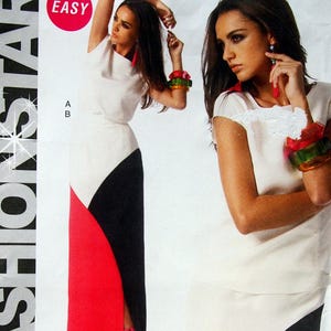 Patrón de costura McCall's Fashion Star M6755 sin cortar para top y falda de señora, tallas 4, 6, 8, 10 y 12, 2013