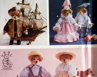 Historical Bear And Clothes Simplicity Crafts 7711 Vintage Uncut Sewing Pattern 1991