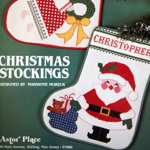 Christmas Stockings Book 13 By Maryanne Moreck And Astor Place Vintage Cross Stitch Pattern Leaflet 1983