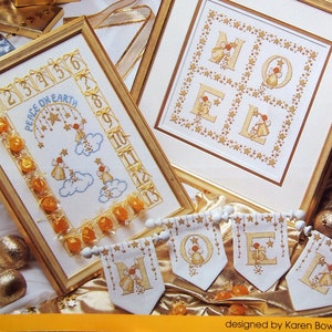 Goldene Weihnachtsengel By Karen Bowdish Vintage Zählmuster Kreuzstich Broschüre 1992
