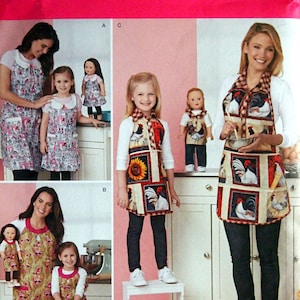 Child&#39;s And Misses&#39; Aprons And Aprons For 18-Inch Doll Simplicity 1241 Uncut Sewing Pattern 2014