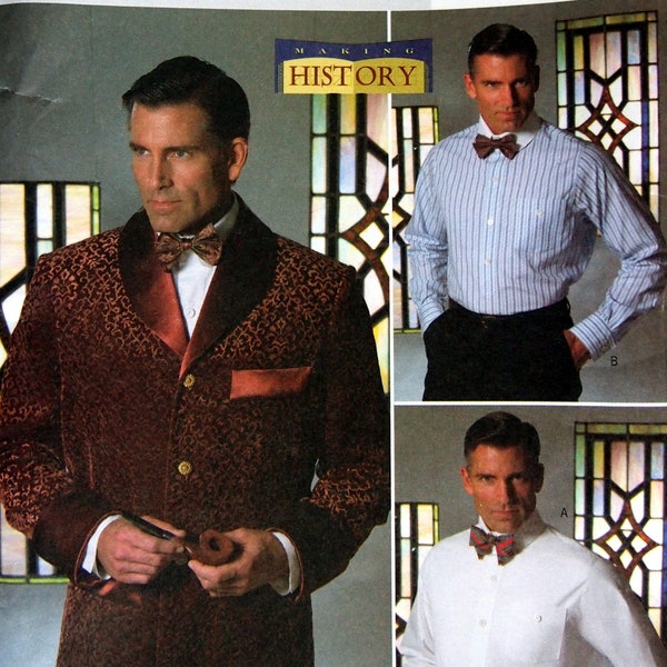 Men's Jacket, Shirt And Bow Tie Circa 1914 Size S, M Butterick B4094 Vintage Uncut Sewing Pattern 2003