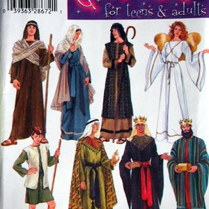 Misses&#39;, Men&#39;s And Teens&#39; Boys&#39; Nativity Costumes Size XS, S, M, L, XL Simplicity Costumes 4795 Vintage Uncut Sewing Pattern 2004