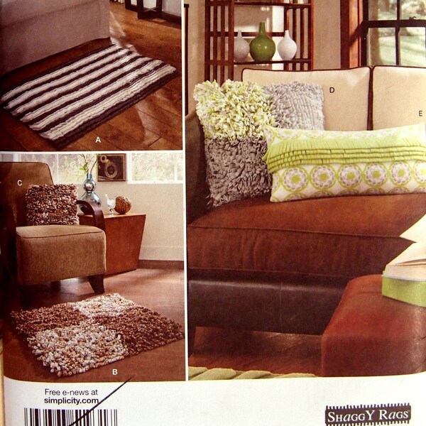 Fleece Fringe Rugs And Pillows Simplicity 1931 Uncut Sewing Pattern 2012