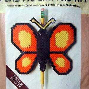 Butterfly Pencil Stick-Up By Caron Vintage Small Plastic Canvas Kit 1983