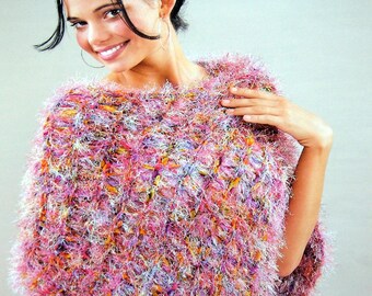 5 Designs Sz Crochet Pattern Granny Square Poncho XS-Xl Textured Poncho Poncho Pizazz Designs by Kay Meadors Ribbon Poncho