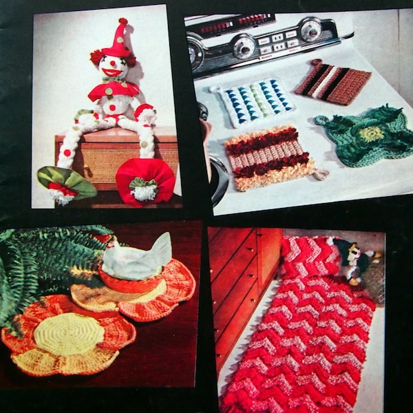 Designs Crocheted & Knitted With Aunt Lydia's Heavy Rug Yarn Book No. 152 By American Thread Knitting And Crochet Pattern Leaflet Undated