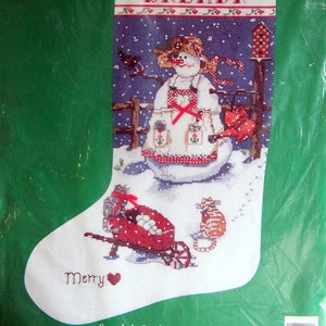 Snowlady Stocking By Sandi Gore Evans And Candamar Vintage Counted Cross Stitch Kit 1997