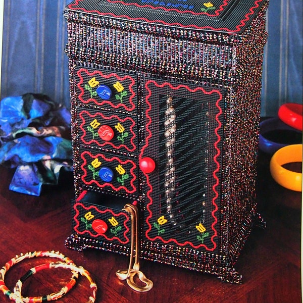 Precious Jewelry Box By Joanne Gonzalez And Annie's International Plastic Canvas Club Vintage Plastic Canvas Pattern Leaflet 1994