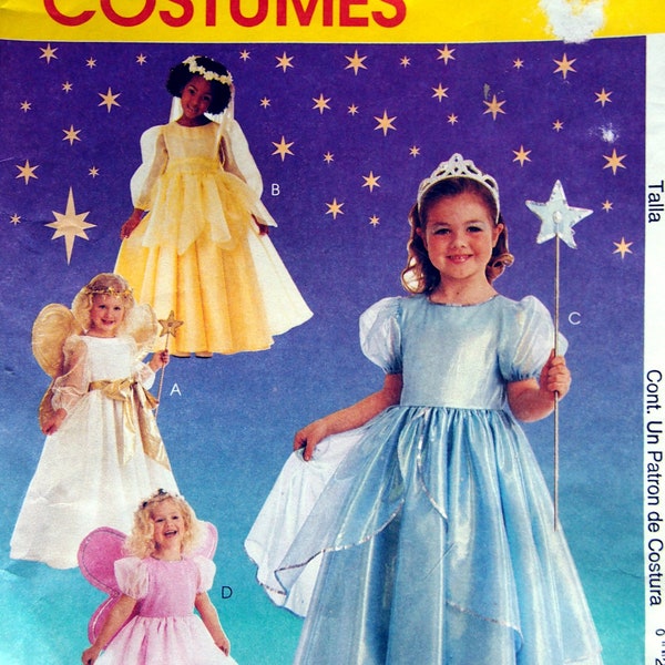 Children's And Girls' Pretty Princess And Angel Costumes Size 3, 4 McCall's Costumes 9454 Vintage Uncut Sewing Pattern 1998