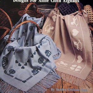 Afghans In Silhouette - Designs Pour Anne Cloth Afghans Par Sandra Graham Case vintage Cross Stitch Pattern Leaflet 1989