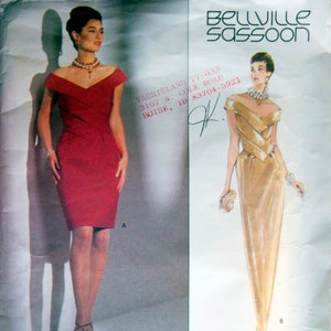 Misses&#39; Dress - Bellville Sassoon Vogue Pattern Designer Original Size 8, 10, 12 Vogue 2785 Vintage Uncut Sewing Pattern 1991