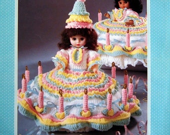 Birthday Girl - Music Box Doll Or Pillow Doll By Fibre Craft Vintage Crochet Pattern Leaflet 1990