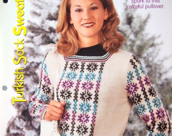 Turkish Sock Sweater By Lois S. Young Knitting Pattern Leaflet 2001