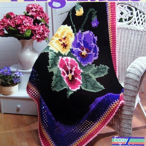 Wie erstelle ich ein Bild Afghanen - einfach tunesisch häkeln von Carolyn Christmas And Annie's Attic Vintage Crochet Pattern Leaflet 2004
