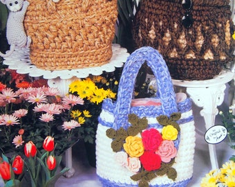 Totebags - Quick & Easy With A Q Hook By Annie's Attic Vintage Crochet Pattern Leaflet 1993