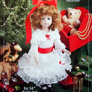 Merrie Christmas - Häkelkleid für 14-Zoll Katie Puppe von Mary Ann Frits Vintage Crochet Pattern Leaflet 1992