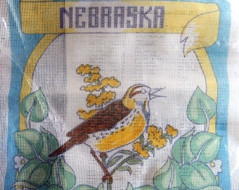 Nebraska State Bird - Western Meadowlark By Everlume Vintage Needlepoint Stitchery Kit Undated